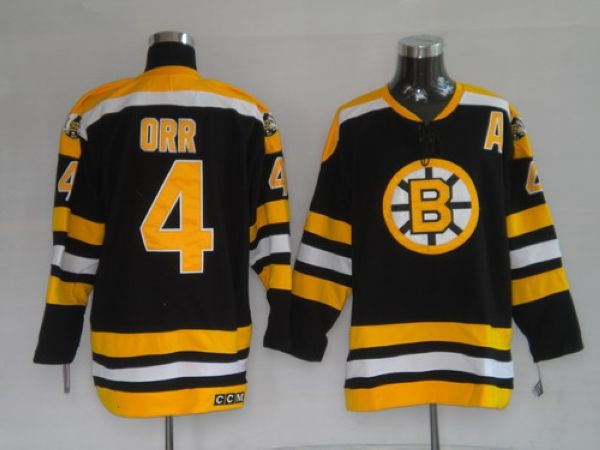 Bruins 4 Bobby Orr CCM Throwback Black Men Jersey