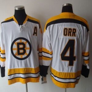 Bruins 4 Bobby Orr White CCM Throwback Men Jersey