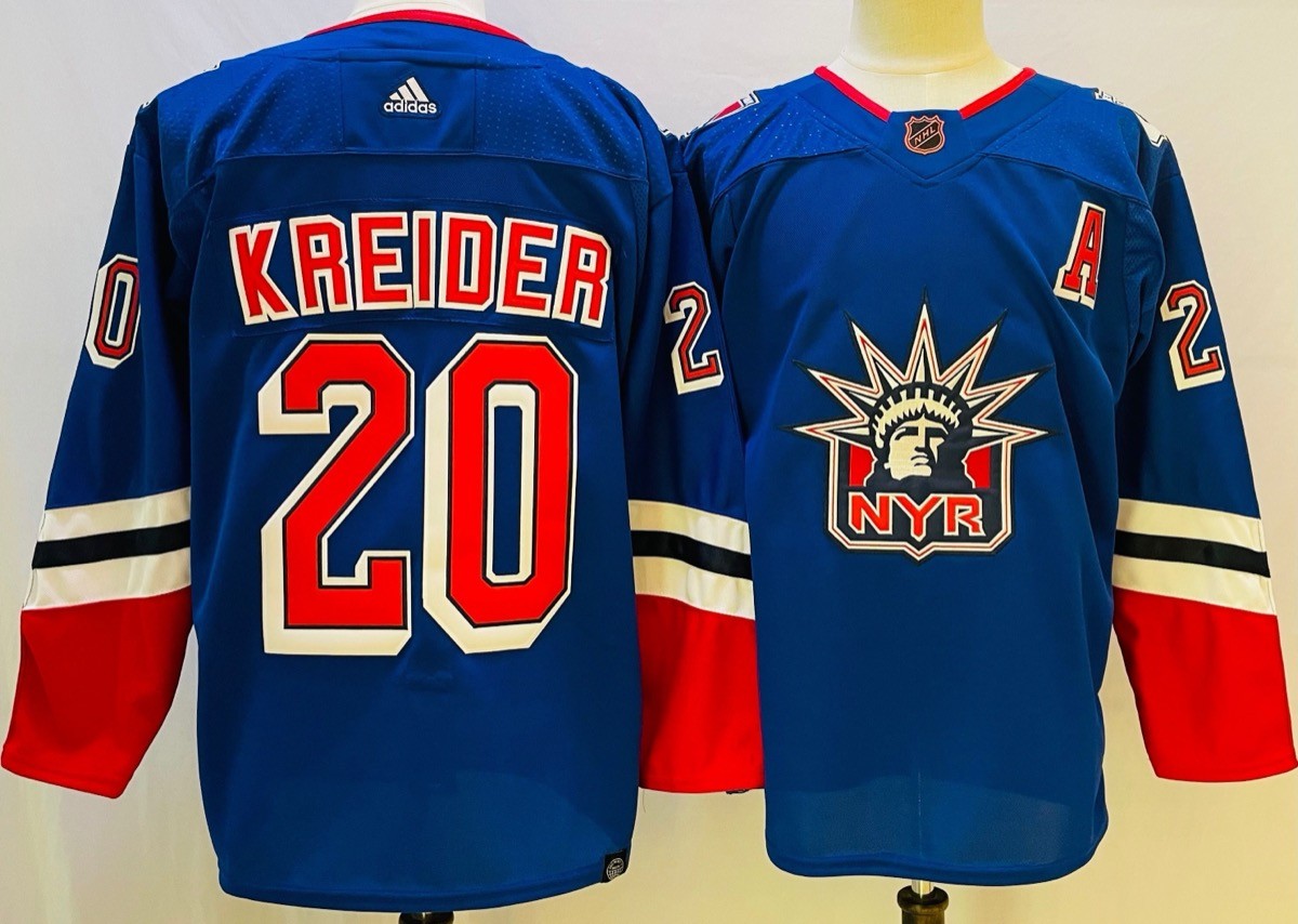 Rangers 20 Chris Kreider Blue 2022-23 Retro Men Jersey