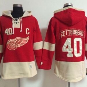 Red Wings 40 Henrik Zetterberg Red Old Time Lacer Women Hoodie