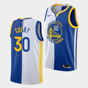 Warriors 30 Stephen Curry Blue White Split Men Jersey