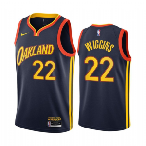 Warriors 22 Wiggins Navy Men Jersey