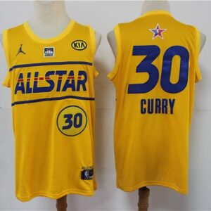 Warriors 30 Stephen Curry Yellow Western Conference 2021 All-Star Men Jersey