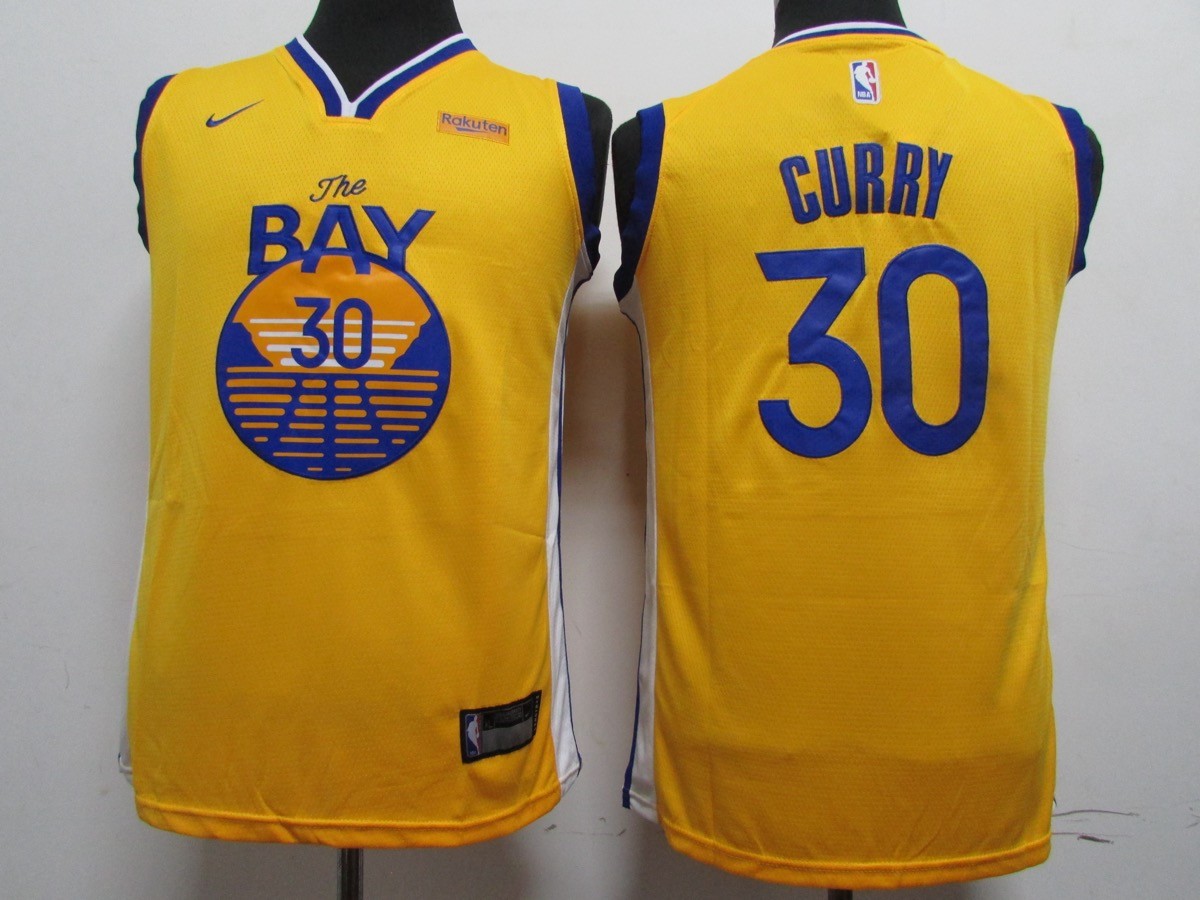 Warriors 30 Stephen Curry Yellow 2020 New Youth Jersey