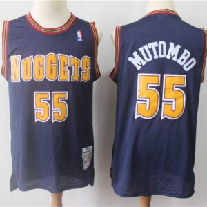 Nuggets 55 Dikembe Mutombo Navy Throwback Men Jersey