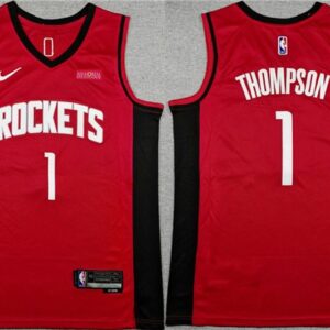 Rockets 1 Amen Thompson Red Icon Edition Men Jersey