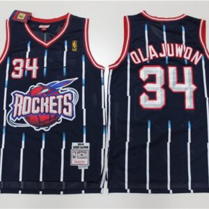 Rockets 34 Hakeem Olajuwon Black Hardwood Classics Men Jersey