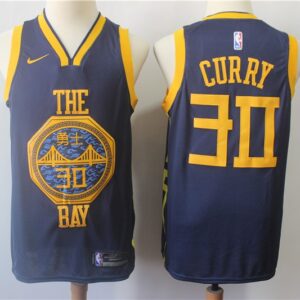 Warriors 30 Stephen Curry Navy 2018-19 City Edition Men Jersey