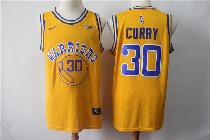 Warriors 30 Stephen Curry Yellow Men New Jersey