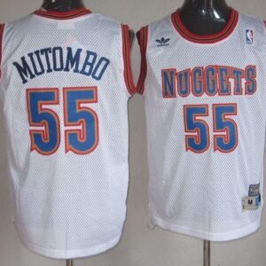 Nuggets 55 Dikembe Mutombo White Swingman Throwback Men Jersey