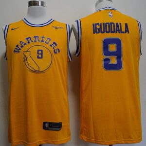 Warriors 9 Andre Iguodala Yellow Men New Jersey