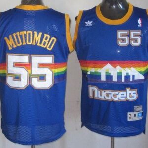 Nuggets 55 Dikembe Mutombo Light Blue Throwback Men Jersey