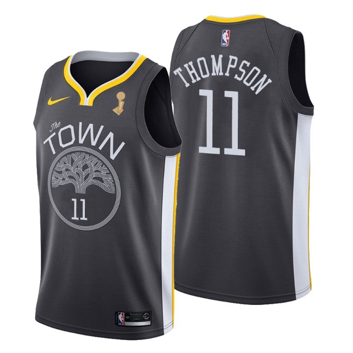 Warriors 11 Klay Thompson 2018 Finals Champions Gray Men Jersey