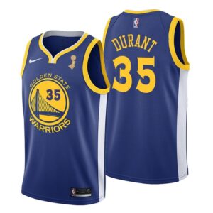 Warriors 35 Kevin Durant 2018 Finals Champions Blue Men Jersey