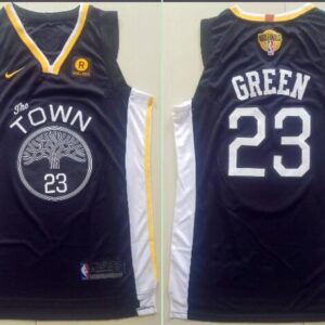 Warriors 23 Draymond Green 2018 Finals Patch Gray Men Jersey