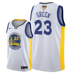 Warriors 23 Draymond Green 2018 Finals Patch White Men Jersey
