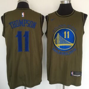 Warriors 11 Klay Thompson Olive Swingman Men Jersey
