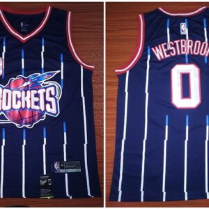 Rockets 0 Russell Westbrook Blue Men Jersey