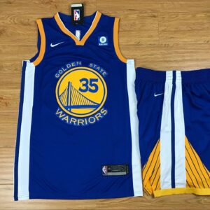 Warriors 35 Kevin Durant Blue Swingman Men Jersey With Shorts