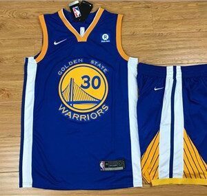 Warriors 30 Stephen Curry Blue Swingman Men Jersey With Shorts