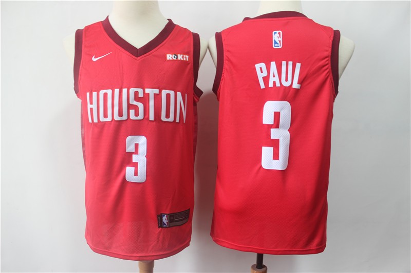 Rockets 3 Chris Paul Red 2018-19 Earned Edition Swingman Men Jersey