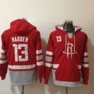 Rockets 13 James Harden Red All Stitched Hooded Men Sweatshirt