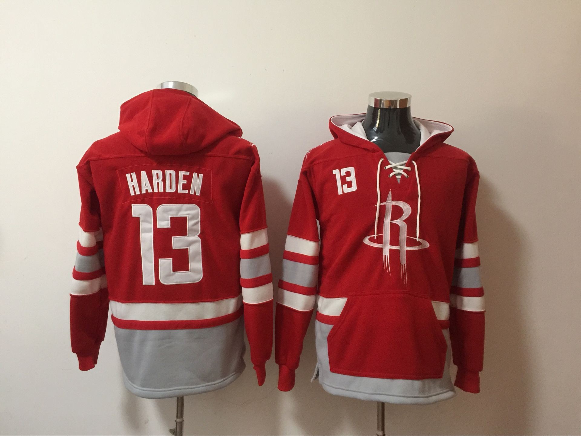 Rockets 13 James Harden Red All Stitched Hooded Men Sweatshirt