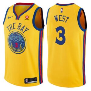 Warriors 3 David West Gold City Edition Men Jersey