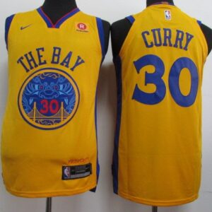 Warriors 30 Stephen Curry Gold City Edition Men Jersey