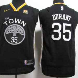 Warriors 35 Kevin Durant Black Youth Jersey