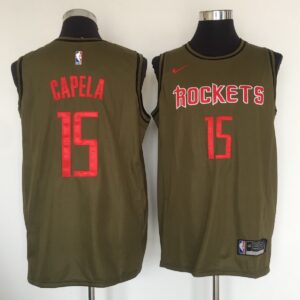 Rockets 15 Clint Cepela Olive Swingman Men Jersey