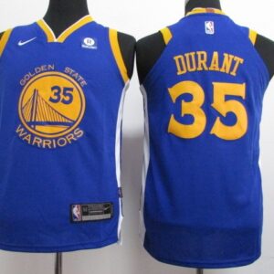 Warriors 35 Kevin Durant 2017-18 Blue Youth Jersey
