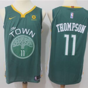 Warriors 11 Klay Thompson Green Authentic Men Jersey