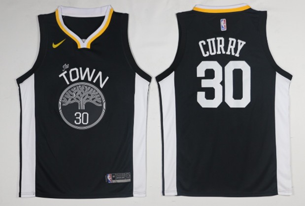 Warriors 30 Stephen Curry 2017-18 Black Men Jersey