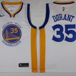 Warriors 35 Kevin Durant 2017-18 White Men Jersey