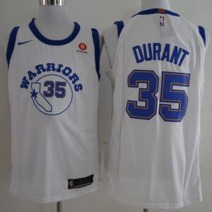 Warriors 35 Kevin Durant White Throwback Authentic Men Jersey