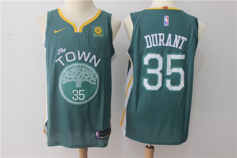 Warriors 35 Kevin Durant 2017-18 New Season Green The Town Men Jersey