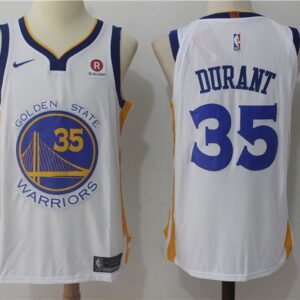 Warriors 35 Kevin Durant 2017-18 New Season White Men Jersey