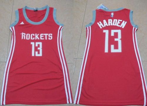 Rockets 13 James Harden Red Print Dress Women Jersey