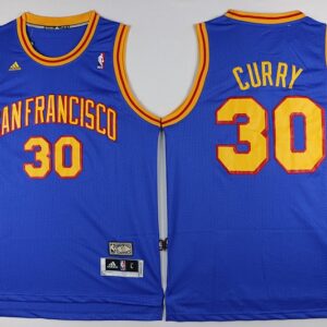San Francisco Warriors 30 Stephen Curry 1962-64 Hardwood Classic Throwback Blue Men Jersey