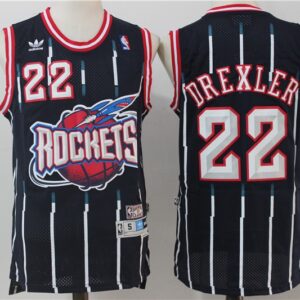 Rockets 22 Clyde Drexler Navy Throwback Men Jersey