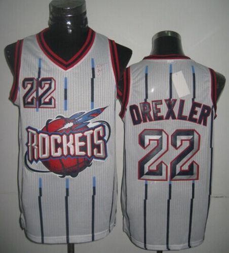 Rockets 22 Clyde Drexler White Throwback Men Jersey