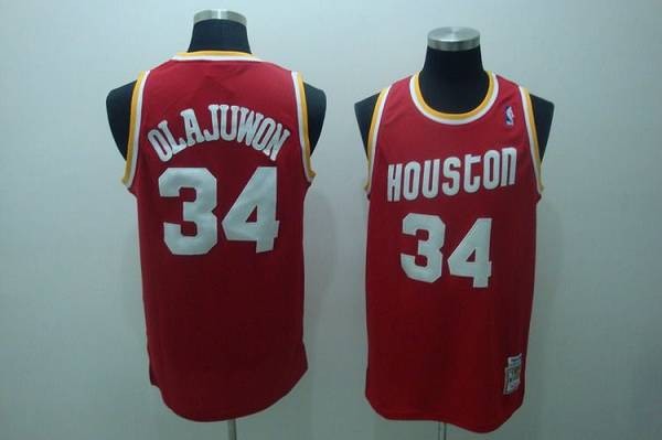 Rockets 34 Hakeem Olajuwon Red Throwback Men Jersey