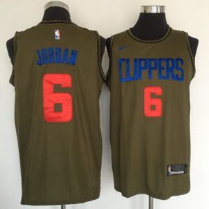 Clippers 6 Deandre Jordan Olive Swingman Men Jersey