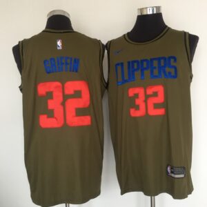 Clippers 32 Blake Griffin Olive Swingman Men Jersey