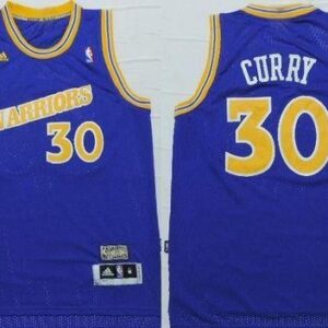Warriors 30 Stephen Curry Blue Throwback Men Jersey