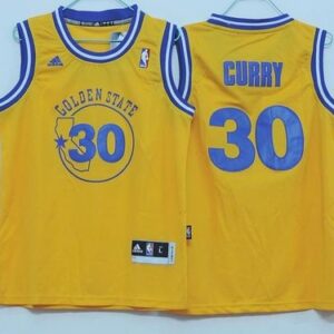 Warriors 30 Stephen Curry Gold Throwback Youth Jersey