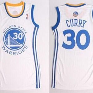 Warriors 30 Stephen Curry White Print Dress Women Jersey