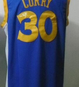 Warriors 30 Stephen Curry Blue Autographed Revolution 30 Men Jersey