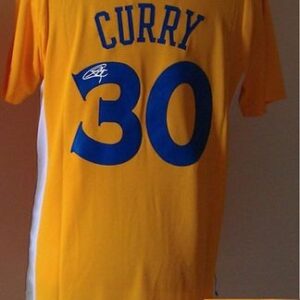 Warriors 30 Stephen Curry Gold Autographed Revolution 30 Men Jersey